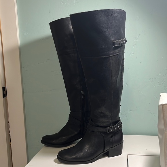 Vince Camuto over the knee wide calf pebbled leather boots - Picture 4 of 9